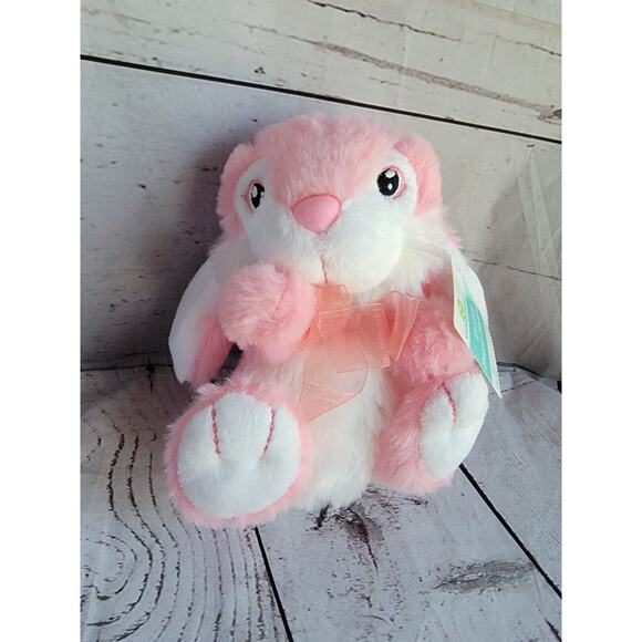 Dan Dee Plush Easter Bunny Small Pink Big Eyed 6in Stuffed Animal - Picture 1 of 7